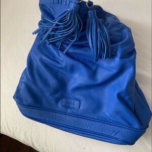 suede leather blue bag